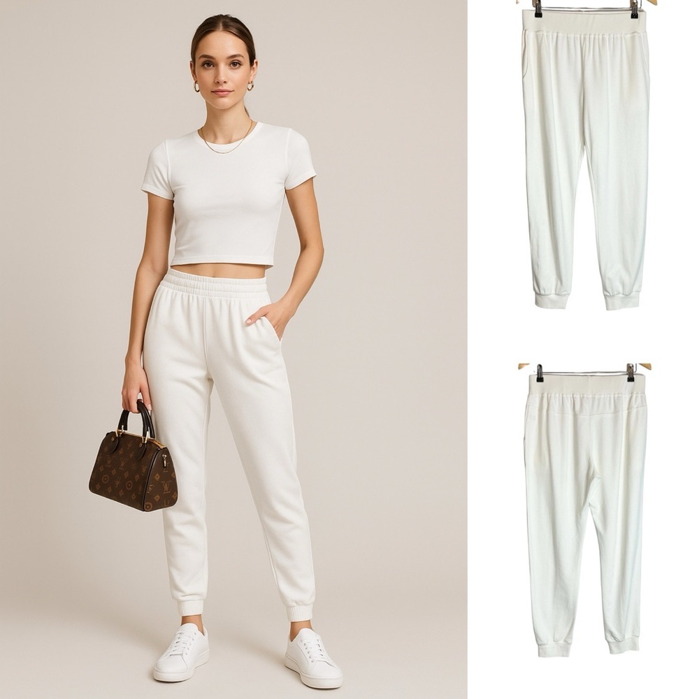 Young Fabulous Broke Jogger Pants Size Large Pockets Pull On Relaxed White